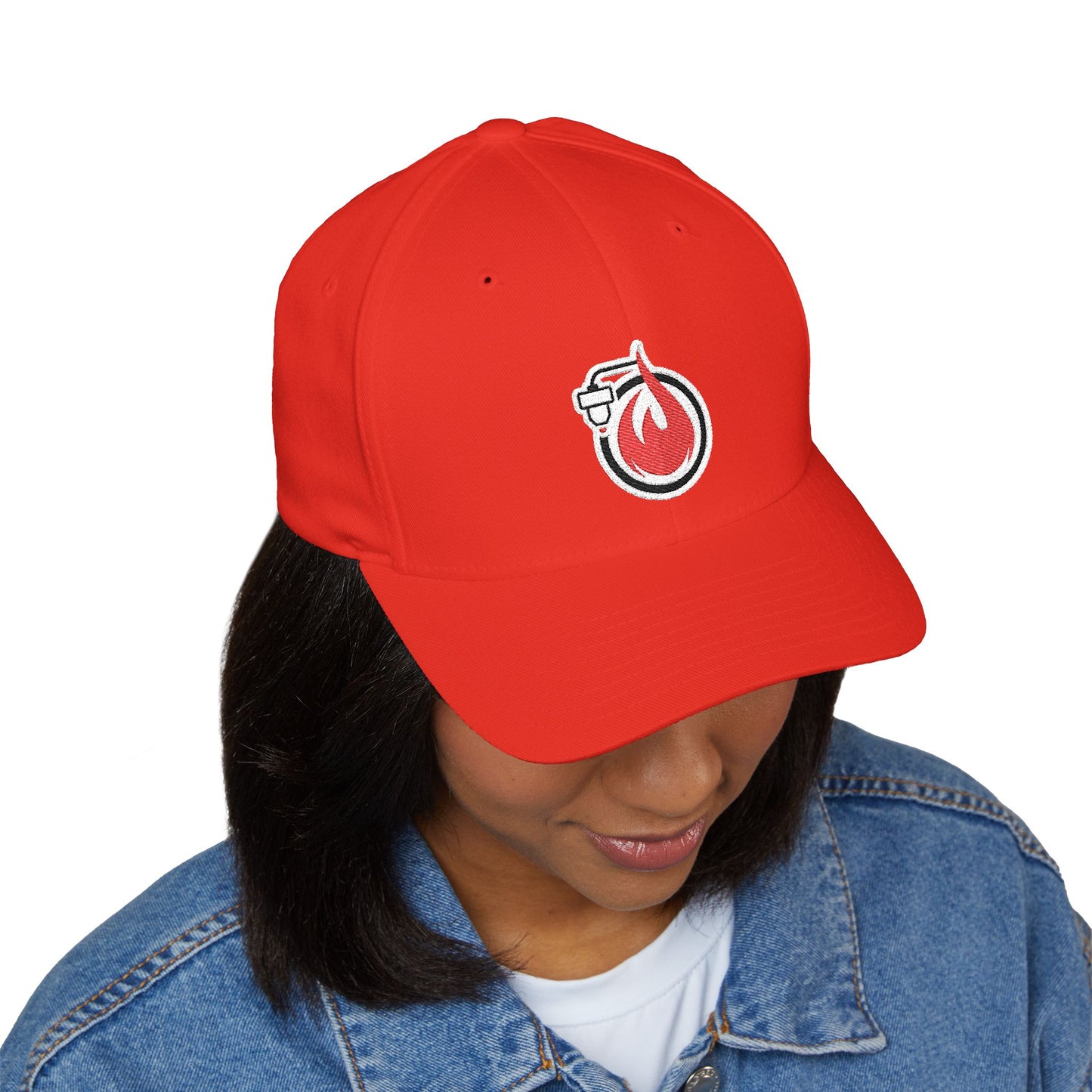 Fireball 3D - Brand Logo - Red & White - Dark Colors - FlexFit Cap