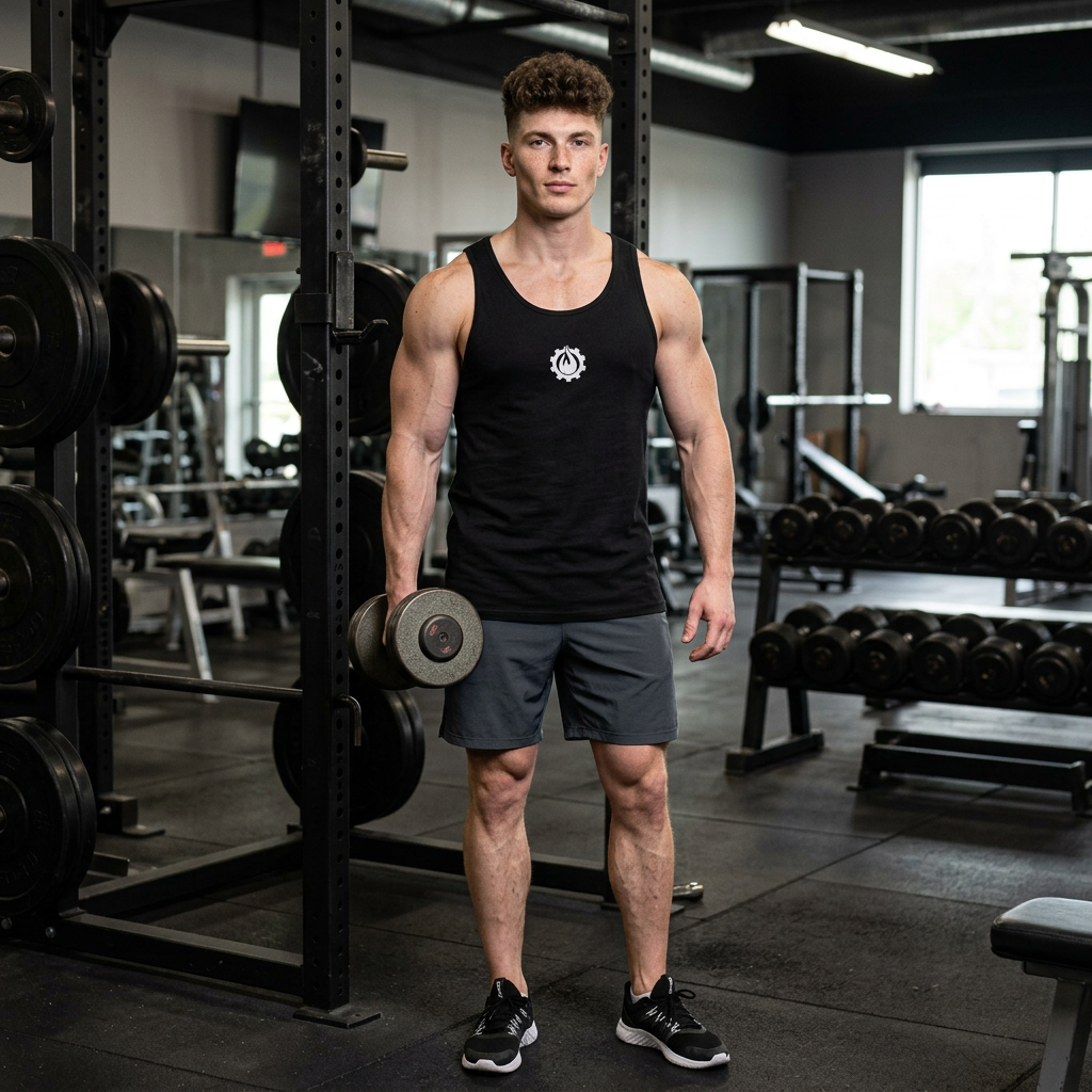 Fireball Gear - Flame & Gear - White - Fitness Jersey Tank Top