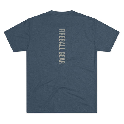 Fireball Gear - Flame & Gear - Gray & White - Triblend T-shirt