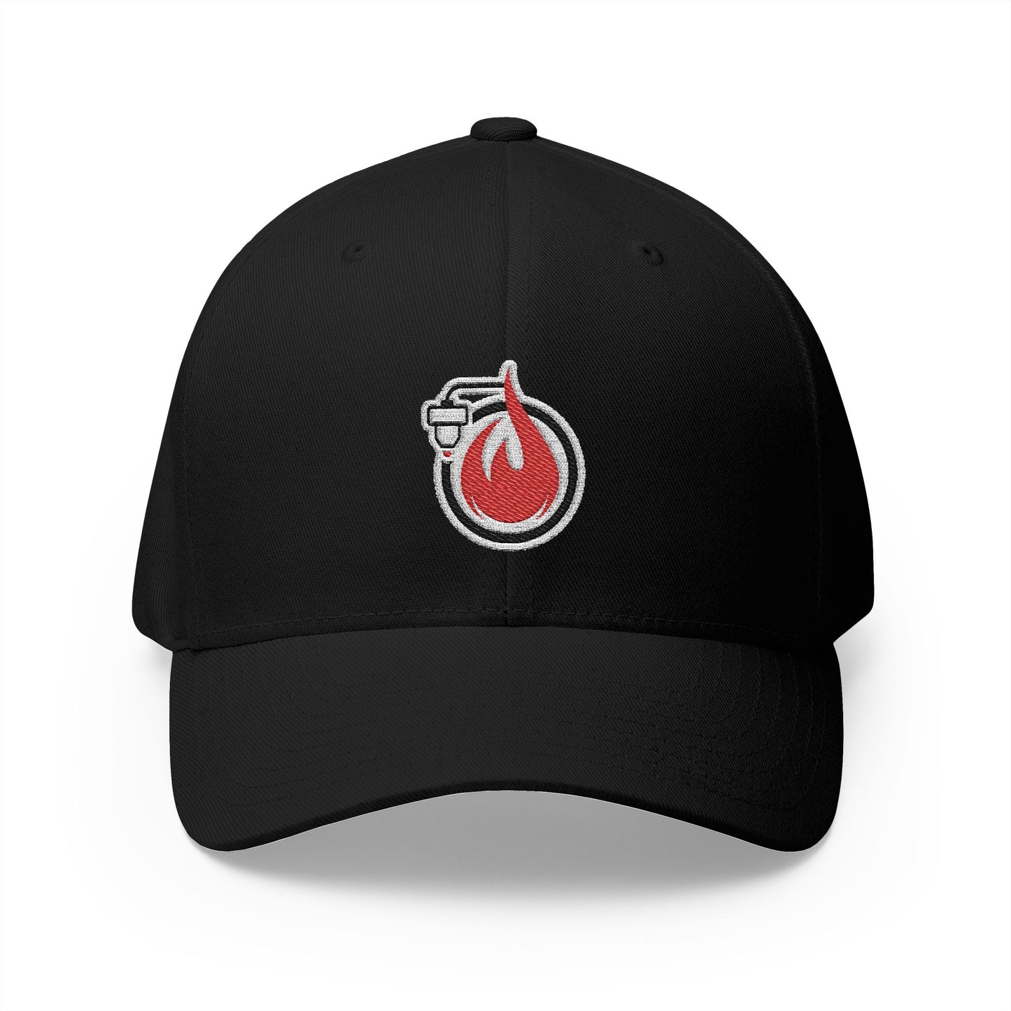 Fireball 3D - Brand Logo - Red & White - Dark Colors - FlexFit Cap